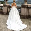 Modernes A-Linien-Hochzeitskleid, herzförmig, schulterfrei, mit Perlen verziert, rückenfrei, Satin-Brautkleid, Hofschleppe, nach Maß YD