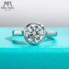 Band Rings AnuJewel 1ct/2ct/3ct D Color Moissanite Bezel Engagement WeddR925 SterlSilver Rings For Women Jewelry Wholesale J240118