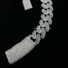 Crazy Hiphop Chain 20mm breedte Box Clasp Sterling Zilver 925 Pass Diamond Tester Iced Out Ideal Cut Moissanite Cubaanse ketting