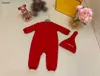 Luxuriöse Baby-Overalls, Jungen- und Mädchen-Bodysuit-Sets, Größe 59–90, Logodruck für Neugeborene, Krabbelanzug und Mütze mit Schirm, 20. Januar