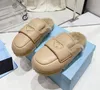 مصمم النعال ناعم مبطن nappa الجلود sabots slipper نساء عالي الجودة shearling slippers