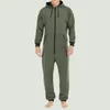 Män s Thothen Hooded Jumpsuits Tracksuit Drawstring Sweatshirts Rompers Full Zip Hoodies Overalls With Pockets 240117