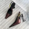 Nuova fibbia in pelle verniciata Slingback Décolleté scarpe con tacco a spillo Sandali con tacco 11,5 cm Abito da donna di lusso firmato Punta quadrata Scarpe da sera Taglie 35-42