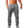 Men's Pants Men Cotton Linen Full Length Breathable Trousers Casual Sweatpants Solid Color Loose Sports Pant Male Streetwear Trouser