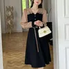Frühling Sommer Koreanische Mode Vintage Rüschen Gespleißt A-line Kleid Damen Gefälschte Zwei Stücke Elegante Robe Casual Vestidos De Fiesta 240117