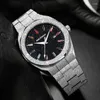 Wristwatches Matte Star Dust Dial Full Silver Stainless Steel Strap High Quality Date Clock Frosted Diamond Quartz Watch For Men 2024