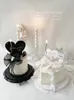 Party Supplies Girl's Happy Birthday Valentine's Day Cake Topper Decoration Black Bow Akryl Pearl Love Dessert Wedding Baking