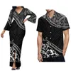 Повседневные платья Женское платье с v-образным вырезом на заказ в полинезийском этническом стиле с мужской рубашкой Комплект для пар