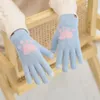 Rowerowe rękawiczki damskie ciepłe dotykowe ekran zimowy wełna pluszowe mitteny urocze dzianina zagęszczona puszysta na zewnątrz