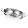 Pans Stainless Steel Pot With Divider Sturdy Metal Pan Cooktop Kitchen