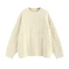 Kvinnors tröjor Retro Pullover Tweed Sweater Women Fall Winter 2023 Ny Loose Lazy Soft Glutinous Knitwear