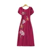 Spring Floral Hafdery Dress Sukienka z krótkim rękawem dekolt panelowy Midi Casual Sukienki S4J160110 plus rozmiar xxl