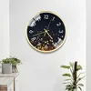 Wandklokken Ins Sky Metalen stille glazen klok Modern design Stille beweging Hygrometer Niet tikkend