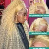 Baby hair 13x4 13x6 HD Deep Wave Colored Lace Front Human Hair Wig Brazilian 613 Honey Blonde Curly Transparent Lace Frontal Wig