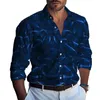 Chemises décontractées pour hommes imprimés à manches longues chemise à revers simple boutonnage tenue de soirée hauts masculins