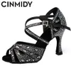 CINMIDY Strass Scarpe da ballo latino Tango Scarpe da ballo da ballo Scarpe da donna Tacchi alti Suola morbida Sandali da donna Scarpe da sposa Donna 240117