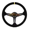 Car Steering Wheel 2022 Universal 350Mm 14Inches Suede/Pvc Leather Racing Wheels Deep Corn Drifting Sport Cars Modification Horn Butto Dhmyf