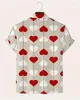 Chemises décontractées pour hommes Chemise hawaïenne Luxe T-shirt à manches courtes XS-5XL Revers Business 3D Impression Love Top 2024