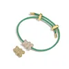 Braccialetti con ciondoli Nuovo braccialetto da donna placcato oro 18k cristallo colorato zircone orso cartone animato pop gioielli di moda coppia regalo di festa J240118