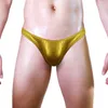 Cuecas respirável molhado olhar cuecas masculinas baixa ascensão sexy roupa interior ideal gay calcinha imitação de couro tecido para conforto