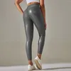 Leggings femininas calças de couro pu moda cor sólida cintura alta apertada vestindo fora casual estilo de rua all-match