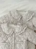 Ceketler kış yeni bebek kız sıcak ceket pamuklu bebek büyük yaka çiçek yastıklı ceket artı kadife kalın çocuklar hırka ldren giyim h240508