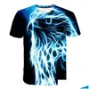 T-shirt da uomo T-shirt da uomo Camicia Aquila Uomo Estate Casual Manica corta Girocollo Hawk 3D Stampato T-shirt streetwear Cool Nero Top Dh2Sp