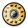 Orologi da parete Segno zodiacale cinese Sheng Xiao Orologio Cultura Arte Yin e Yang Cerchio Orologio silenzioso senza ticchettio
