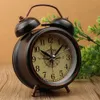 Desk Table Clocks Vintage Night Light Alarm Clock European Retro Metal Alarm Clock Bedside Mute Needle Table Clock Gets Bed Ringing Bell YQ240118