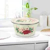 Bol mélangeur à double bain-marie avec couvercle: bassin de préparation florale pour soupe à salade Vintage pour la cuisine, rangement de service 22cm