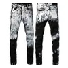 Hoge kwaliteit heren dames paarse jeans Designer jeans mode Distressed Ripped Bikers Dames denim cargo voor heren High Street Fashion Jeans Fabriek directe verkoop