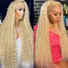 Baby hair 13x4 13x6 HD Deep Wave Colored Lace Front Human Hair Wig Brazilian 613 Honey Blonde Curly Transparent Lace Frontal Wig