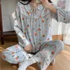 Dames Nachtkleding 2024 Lente Herfst Lange Mouwen Broek Poplin Pyjama En Homewear Pak Sets Pyjama