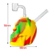 Skull Hookahs silikonbong med 14 mm fogvattenledningar dabbar rigg med kvartsbangers/skålröktillbehör bj