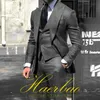 Preto masculino terno de negócios escritório jaqueta calças colete conjunto de três peças fino ajuste roupa smoking casamento para masculino roupas personalizadas 240117