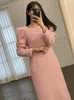 Casual Kleider Süße Frauen Saum Quaste Tweed Kleid Flut 2024 Herbst Winter Langarm Schlanke Taille Oansatz Wolle Vestido X650