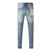 Pantaloni da donna Moda 2024 Jeans slim 1: 1 Viola Marca Autunno e inverno High Street Blue Patch