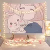 Tapestries kawaii hem dekor vägg hängande tapestry anime rosa tjej sovrum bakgrund söt mode ladyvaiduryd