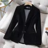 Women's Suits Blazers New Spring Fashion Women Midnight Navy Slim Velvet Blazer Office Lady Double Button Suit Jacket Coat Female Party Clothes GiftL240118