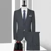 Abiti da uomo di alta qualità (pantaloni blazer) Stile italiano Moda Elegante Semplice Business Casual Gentiluomo Abito slim Due pezzi
