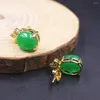 Stud Earrings Real Jade Gp Earrings18K Gold Plated Women Yellow Green Gemstone Zircon Heating Post 18 17mm