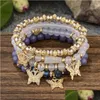 Braccialetti con ciondoli Kymyad Set di gioielli della Boemia Bracciale con perline in resina di cristallo Colore oro Farfalla Mtilayer Set di perline Consegna di goccia Dhxyq