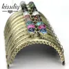 KISSDIY 10 pcslot 85 cm Antique Bronze Metal Purse frame Semicircle Lotus Head coral beads Kiss clasp DIY bag accessories 240117