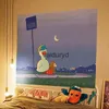 Tapisseries anime mignon de canard fond en tissu décor de chambre kawaii affiches adolescentes et imprimés jardin pour l'extérieur h240514