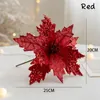 Fiori decorativi 1 pezzo grande glitter artificiale buon Natale 20 cm rosso oro argento fiore per ornamenti per albero di Natale accessori decorativi