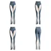 Jeans para mujer Jeans para mujer Joskaa Diseño único Irregar Malla Pantalones de trabajo Azul Talle alto Ropa de mujer Invierno 2023 Bot Drop D DH4NS
