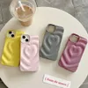 Cell Phone Cases Korean Glossy Heart 3D Case for iPhone 12 13 14 Pro Max Fundas Wave Shape Creative Soft Back Cover Shell for iPhone 11 15 Coque J240418