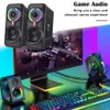 Speakers 2pcs Portable Gaming Wired Speakers BluetoothCompatible Stereo LED Subwoofer Desktop Computer PC Laptop 3.5mm Jack Accessory