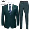 Trajes para hombres 15 colores M-6XL (pantalones de chaqueta) Ropa de trabajo Traje formal de oficina de negocios para hombres Vestido de novia de color sólido Blazer Pantalones