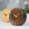 Desk Table Clocks Creative wood clock simple fashion mute solid wood small table clock office bedroom study wooden small gift clock YQ240118